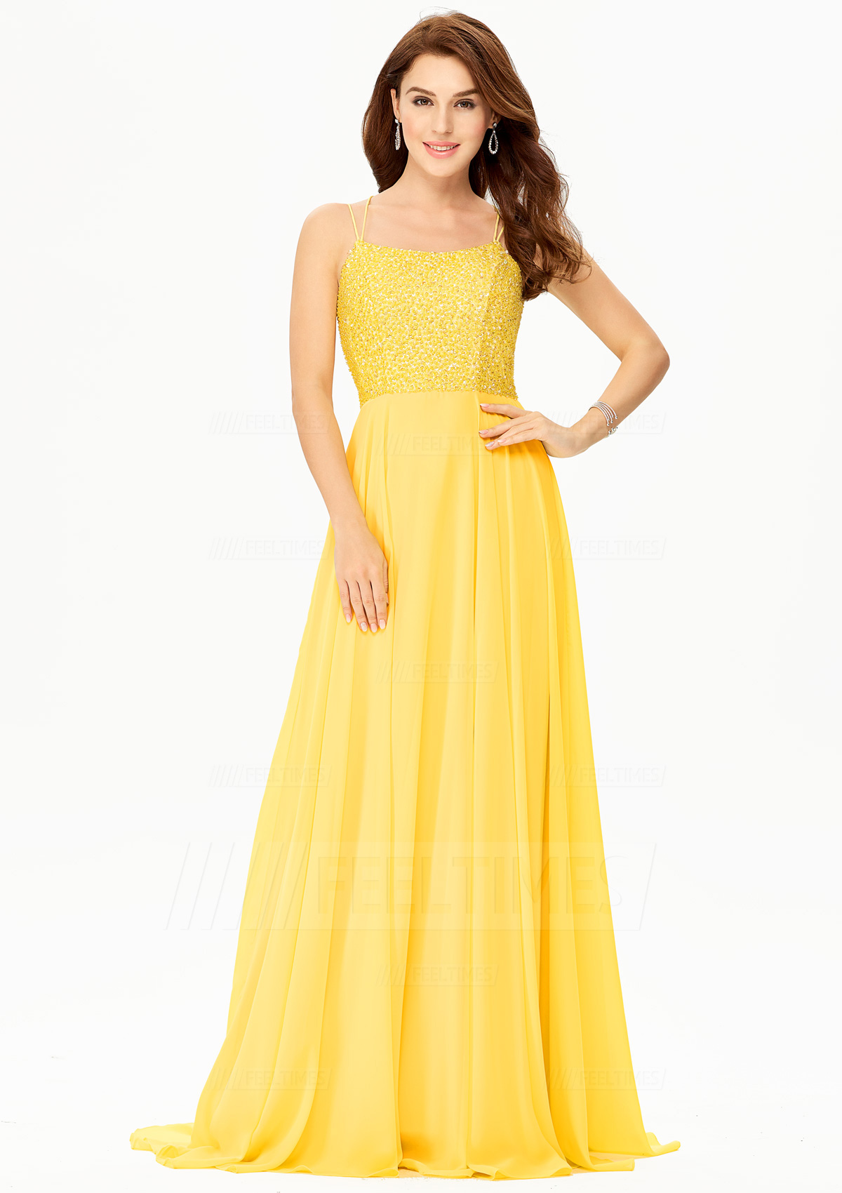 Floor-Length Chiffon Prom Dress With Sequins Beading