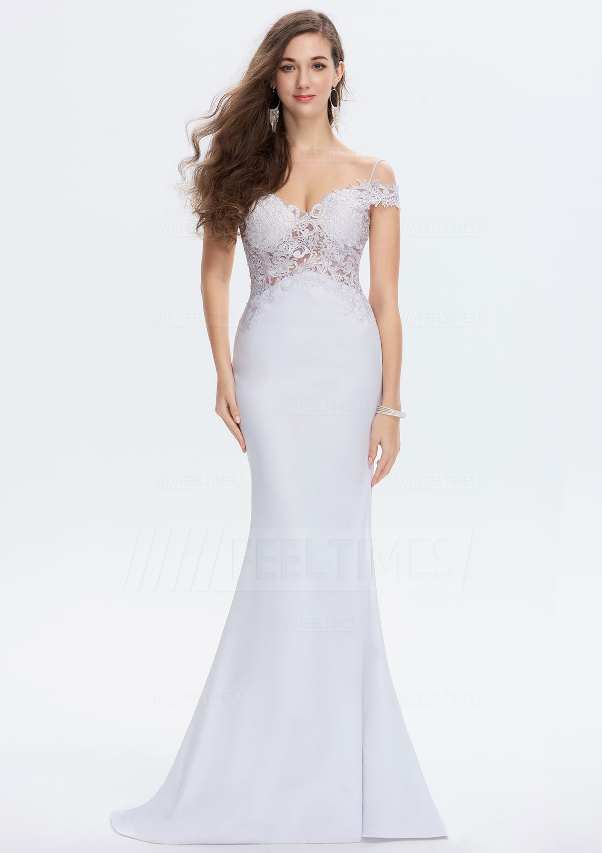 Trumpet/Mermaid Sleeveless Sweep Train Lace/Satin Prom Dress